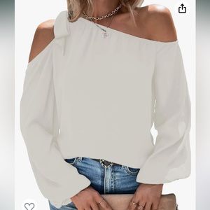 Bengbobar Off Shoulder Top for Women Long Sleeve Blouse Bow Knot Puff Sleeve